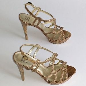 Pelle Moda crystal Italian leather platforms 9.5 M